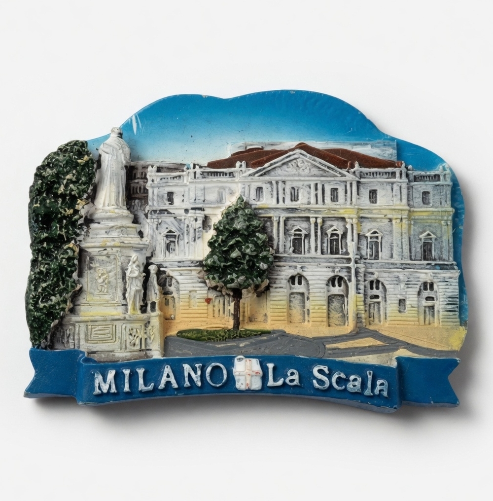 Milano La Scala Opera House 3D Resin Fridge Magnet Italy Souvenir 3"x2.25" VG